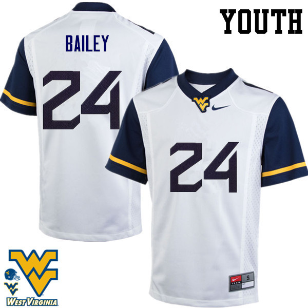 NCAA Youth Hakeem Bailey West Virginia Mountaineers White #24 Nike Stitched Football College Authentic Jersey ET23H07XL